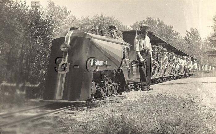 old photo of train ride House of David Park, Benton Harbor